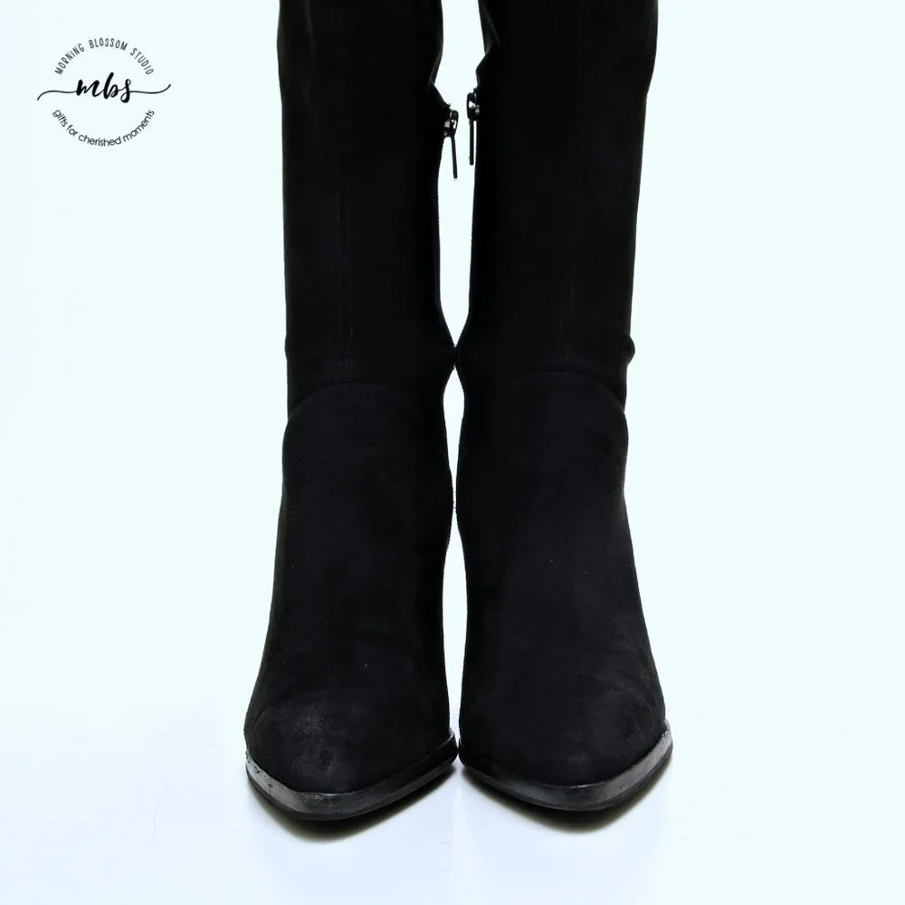 Marc Fisher LTD Larrine Pointed Toe Over The Knee Boots Black Women‎ Size 8.5
